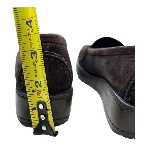 Stuart Weitzman Women's Suede Wedge Slip-On Buckle Loafers Shoes Brown Size 6.5M - Picture 8 of 9